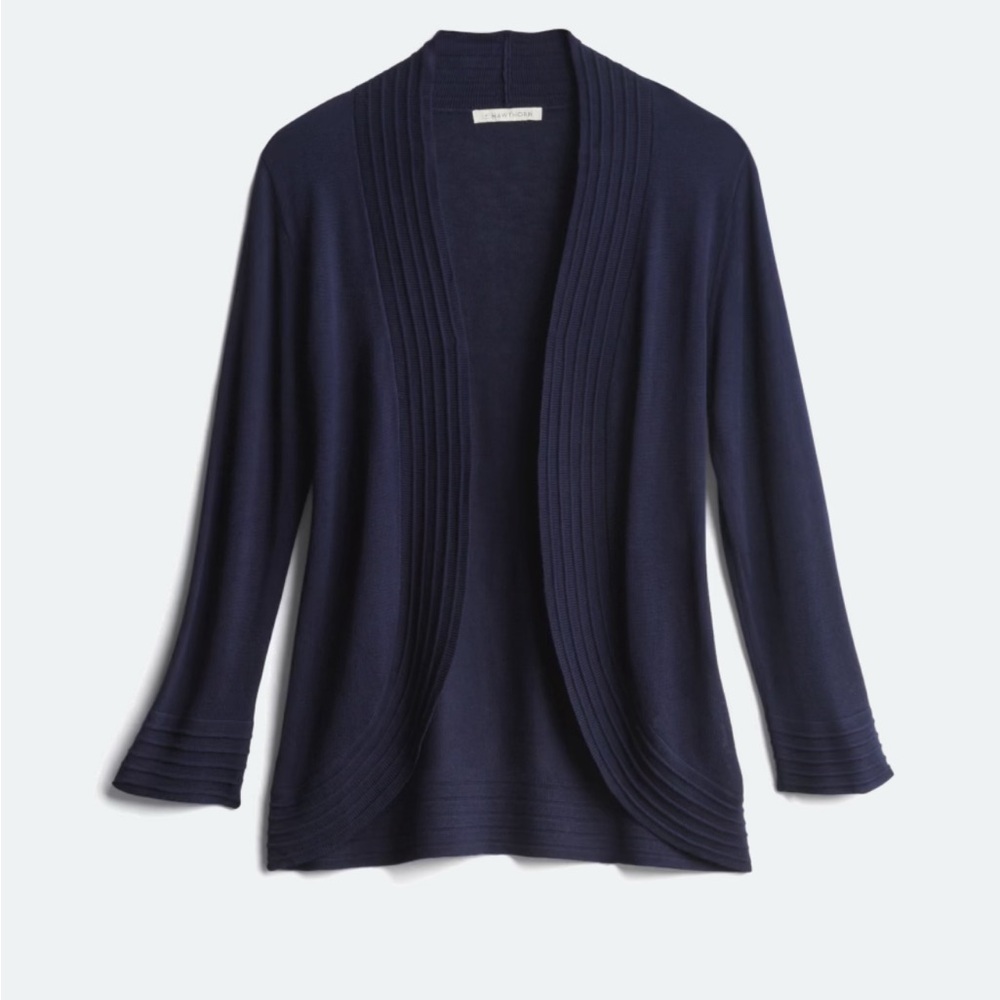 41 Hawthorne Textured Curved Hem Open Cardigan